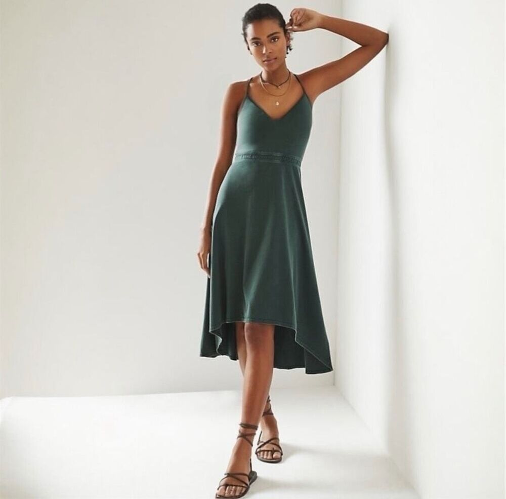 Anthropologie Daily Practice Madeline Racerback Midi Green Sz Small Dress